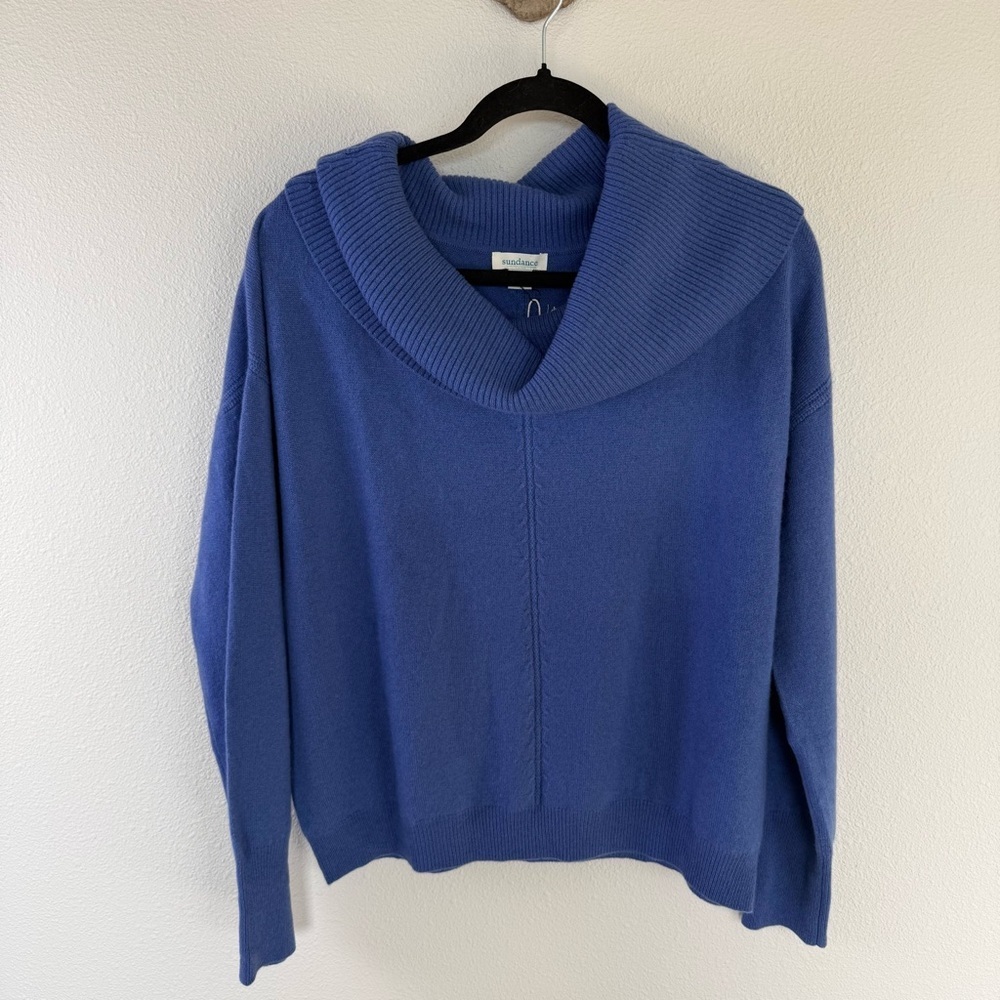 Sundance Giovanna Cowl Neck Cashmere Sweater Periwinkle Blue NWT Women’s Large
